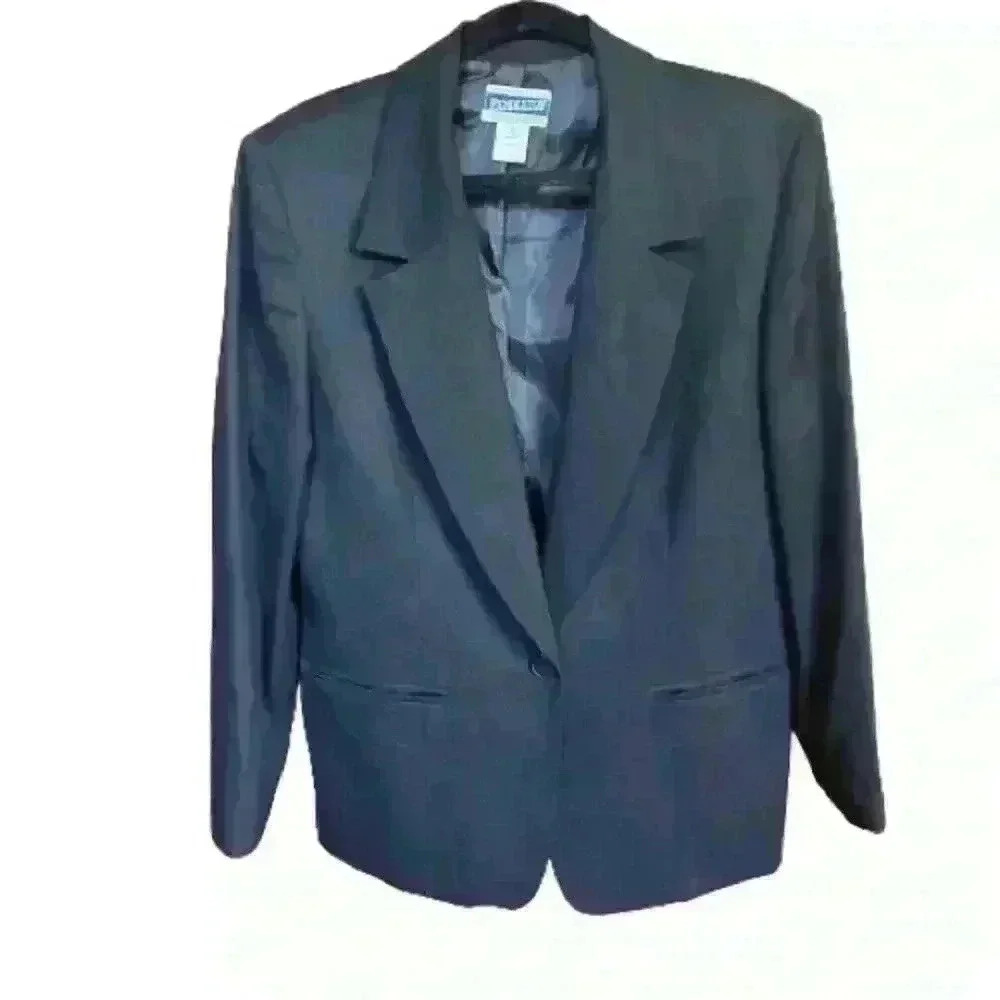 VTG Pendleton Blazer Jacket Women's 12 Black 100% Wool Classic Fit USA Made 8577